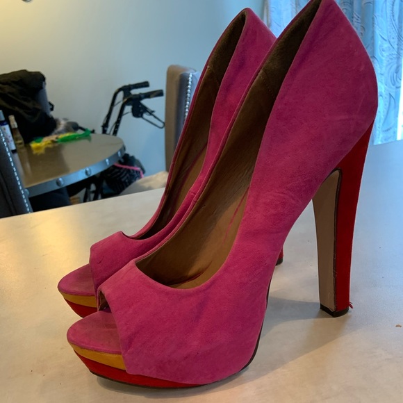 Pink Open-toed High Heels 👠 - Picture 3 of 8
